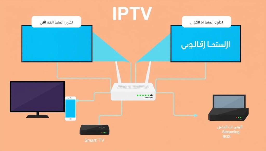 رسم توضيحي لكيفية عمل تقنية IPTV ومقارنة أجهزة IPTV المختلفة