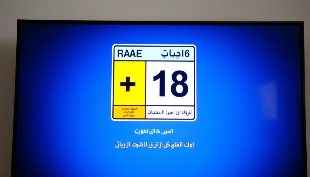 رمز التصنيف العمري +18 على شاشة تلفزيون يوضح أهمية قنوات محتوى للبالغين +18