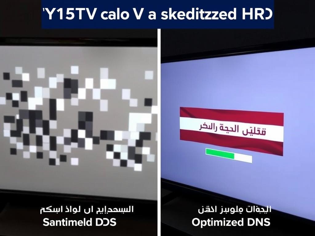 مقارنة بين بث IPTV باستخدام DNS عادي وDNS لـ IPTV بدون تقطيع