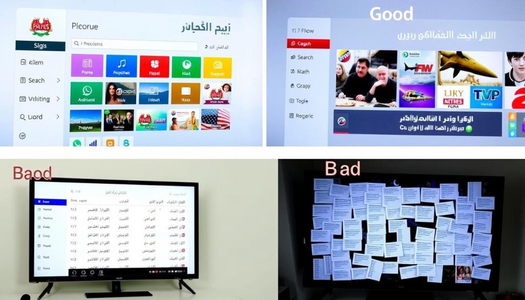 مقارنة بين واجهة المستخدم في خدمات IPTV الجيدة والسيئة