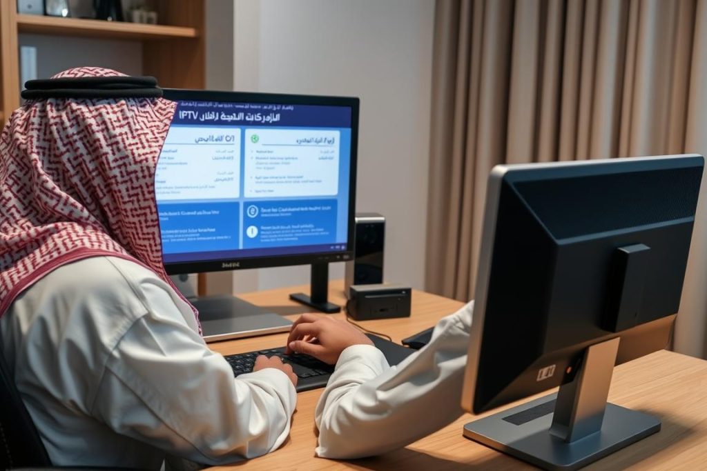 شخص يتحقق من موثوقية خدمة IPTV آمنة للبالغين في السعودية