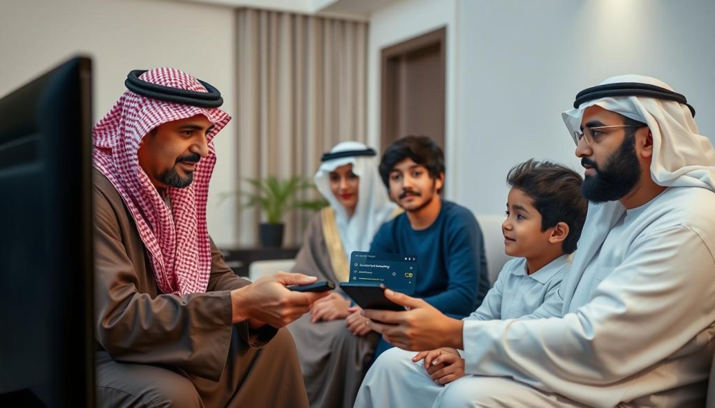 عائلة سعودية تتعلم عن الاستخدام الآمن لخدمة IPTV