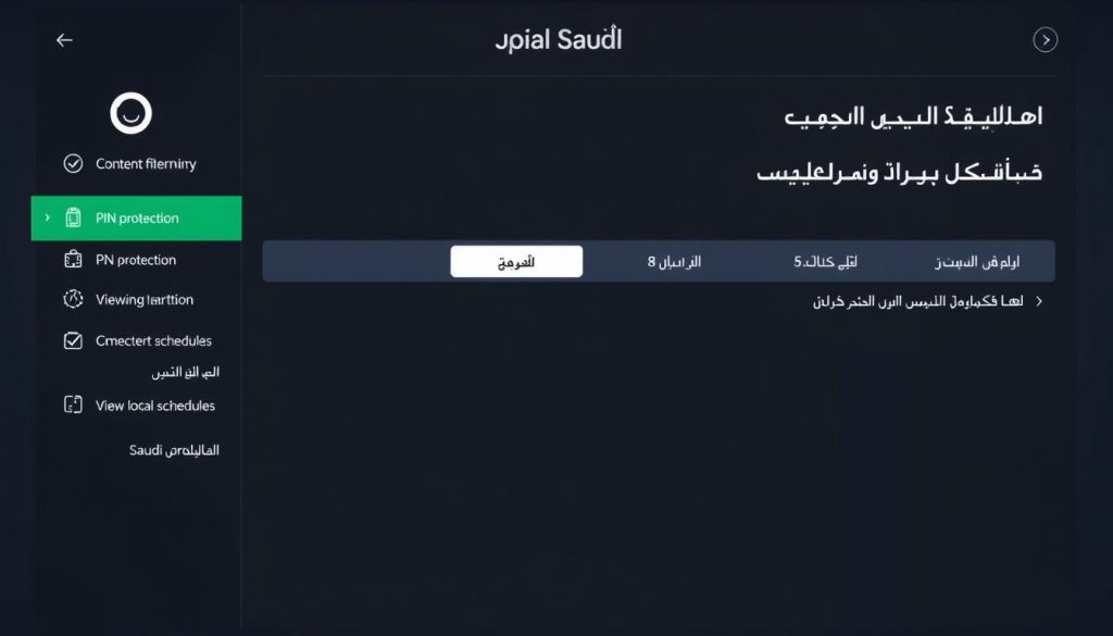 واجهة أدوات الرقابة الأبوية في خدمة IPTV آمنة للبالغين في السعودية
