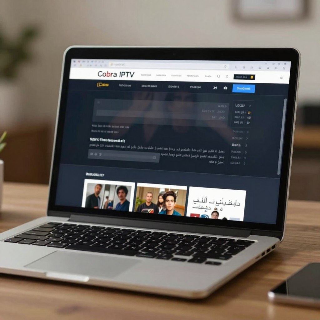 جهاز كمبيوتر يعرض منصة كوبرا لقنوات البالغين